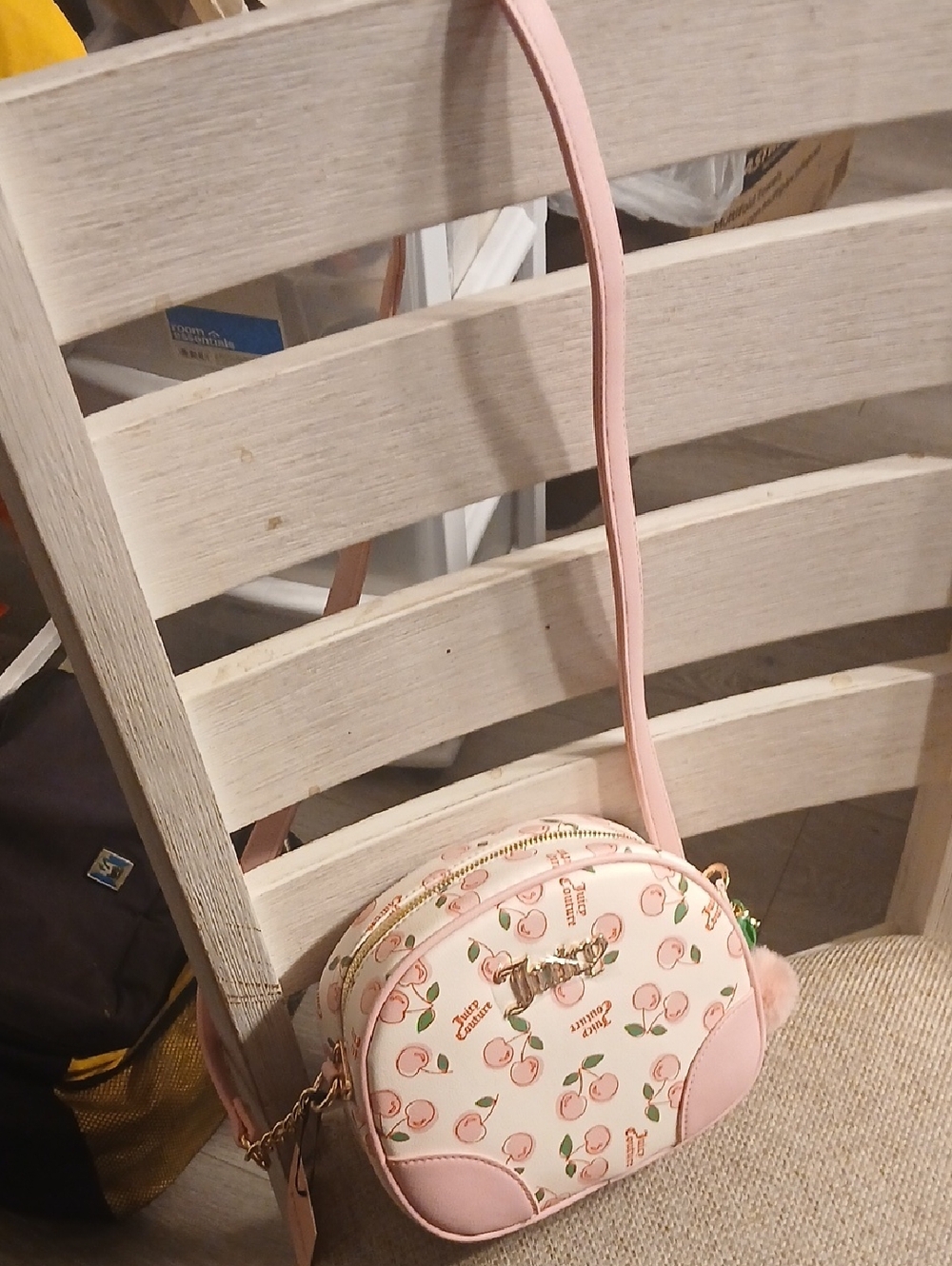 Juicy Couture Soft White / Pink Cherry Girl Crossbody Purse NWT